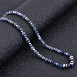 Groothandel Mode Ketting Aangepast Formaat En Ontwerp Rvs Sodaliet Blue Coral Ketting Voor Mannen Sieraden