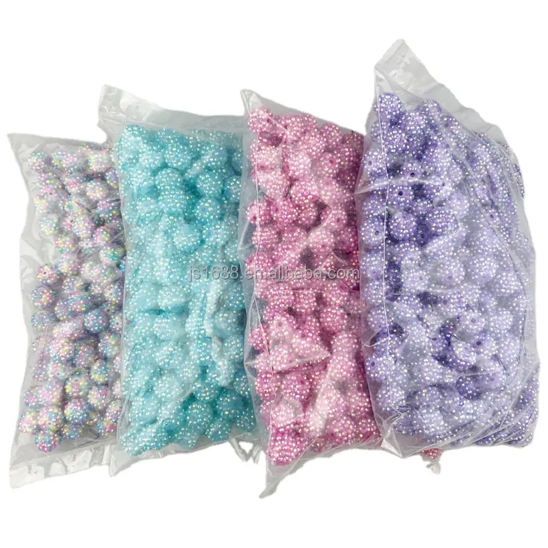 DIY 16mm boule de résine strass perles Disco grosses perles gumball enfants acrylique bubblegum perles pour la fabrication de bijoux 300 pc/sac