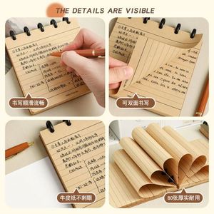 80sheets Mushroom Hole <b>Spiral</b>-<b>Bound</b> Kraft Paper <b>Notebook</b> Set Splice Contrast Design Office Study Daily Note-Taking - Product Image 6