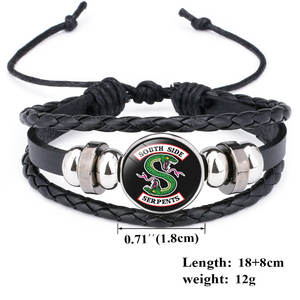 TV Riverdale del lado sur serpientes Botón de encaje negro, pulsera de cuero para hombres - Product Image 3