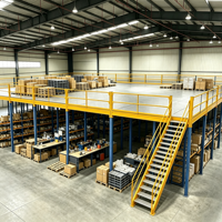 HONGXIN Étagère de mezzanine en acier laminé à froid robuste sans boulons, revêtement poudré, résistante à la corrosion, réglable et personnalisable, 2/3 niveaux