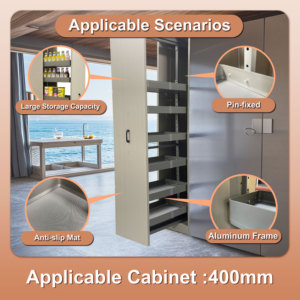 Mueble de Cocina Moderno, Armario de Despensa con 6 Estantes Ajustables, Mueble Alto con Estante Móvil, Material de Aleación de Aluminio, Armarios Organizadores - Product Image 2