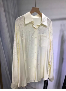 Nuove camicie 2025 Casual larghi in <span class=keywords><strong>lino</strong></span> di cotone a maniche lunghe da donna in cima a camicette gialle oversize popolari coreane - Product Image 5