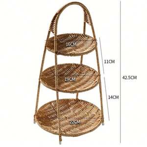 YILIN, precio al por mayor, bandeja para aperitivos, bandeja de almacenamiento de ratán, cocina multifunción tejida a mano, bandeja de almacenamiento de 3 capas, moderna Natural, 10 Uds. - Product Image 1