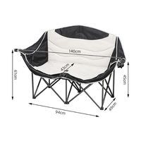 Chaise de camping double XL pliable, siège de détente d'extérieur avec porte-gobelets et sac de transport pour le camping et le jardin