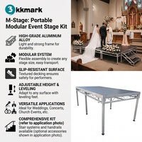 Plateforme de scène portable en aluminium KKMARK, kit de scène modulaire pour événements, avec escalier, pour mariage, concert, église