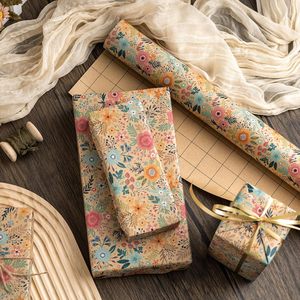 Floral <b>Pattern</b> Kraft Gift Wrapping <b>Paper</b> Roll 80GSM Eco-Friendly Coated Single Side Digital Printing Craft Use - Product Image 2