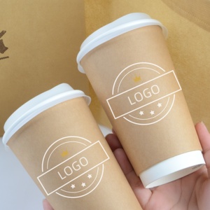 Dùng một lần biểu tượng tùy chỉnh đôi tường trà cốc giấy cà phê nóng ly giấy với nắp PLA cốc giấy - Product Image 1