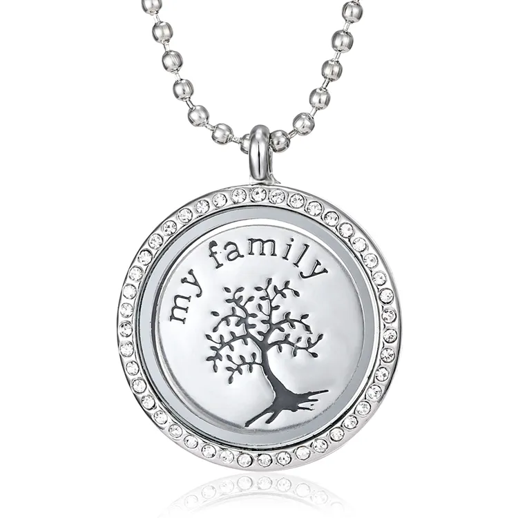 Round Frame Pendant Mother's Dat Gift Necklace Charm Mom Son Daughter Love My Family Necklaces Wedding Zinc Alloy WOMEN'S Party