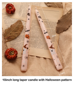Bougie conique sans fumée pour décoration d'Halloween, motif fantôme, citrouille, chauve-souris, toile d'araignée, emballage cadeau, bougies longues de 10 pouces - Product Image 4