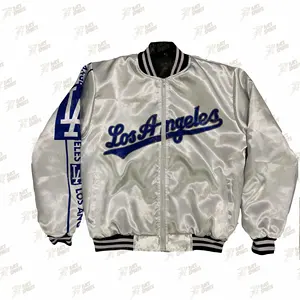 OEM Service Mens Custom Satins sublimated Embroidered Baseball Bomber Jacket