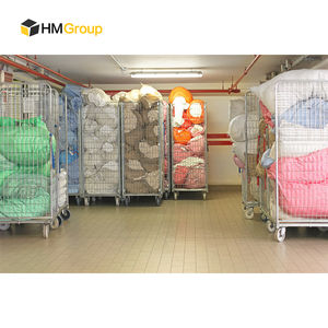 वेयरहाउस ट्रांसपोर्ट रीसाइक्लिंग तार फ्रेम धातु रोलिंग लांड्री कार्ट के साथ - Product Image 2