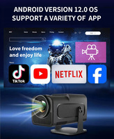 Mini projecteur portable Android HY320 avec WiFi6, prise en charge 4K, mise au point manuelle, écran miroir intelligent et TV