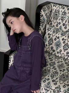 2023 Automne Filles Enfants Bretelles Violet Combinaison - Product Image 5