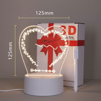 Lampe de nuit 3D en acrylique avec LED, alimentation USB Type-C, design moderne, lumière colorée à intensité variable