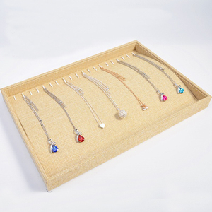 Đồ trang sức khay Nhẫn trường hợp màu be lanh lưu trữ Vòng Organizer trang sức hiển thị khay - Product Image 4