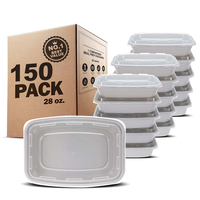 Contenants alimentaires jetables rectangulaires blancs en plastique, compatibles micro-ondes, pour la préparation des repas, 16OZ, 24OZ, 32OZ, 38OZ, 58OZ