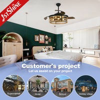 1stshine Farmhouse Style 52 pouces Dc Motordecorative Indoor Light Invisible Ceiling Fan avec lampe