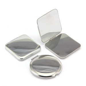 Miroir compact en acier inoxydable, miroir de maquillage pliable ultra-fin, miroir de vanité en métal incassable double face carré et rond - Product Image 1