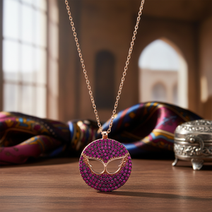 Aile d'ange Et Rubis Pierre Pendentif En Gros 925 Bijoux en Argent Sterling À La Main En Turquie - Product Image 3