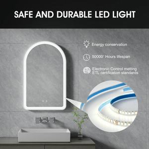 3 màu sắc thay đổi độ sáng ánh sáng tùy chỉnh treo tường fogless chống sương mù khung trắng treo <span class=keywords><strong>LED</strong></span> cong Gương phòng tắm với đèn - Product Image 6