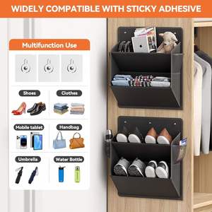 <b>Shoe</b> <b>Storage</b> with Sticky Adhesive Tape <b>Shoe</b> Rack Wall Hanging <b>Shoe</b> Organizer with Large Deep Pockets for Camper - Product Image 4