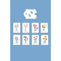 En stock : Jeu de tuiles de mahjong américain UNC (Université de Caroline du Nord) sur le thème du campus universitaire, collection Wildflower Line, pour le divertissement