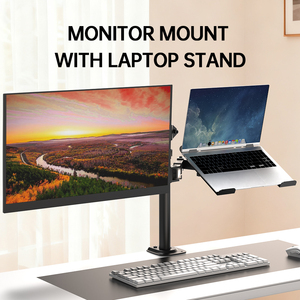 खकुहोओ डुअल डेस्क मॉनिटर माउंट लैपटॉप स्टैंड मिश्र धातु स्टील 90 टिल्ट 100-400 मिमी ऊंचाई समायोजन एर्गोनोमिक होम ऑफिस डेस्क स्टॉक - Product Image 2