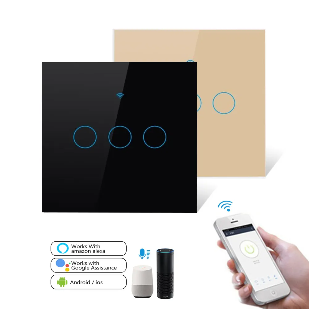 SESOO Smart home telefono cellulare touch wall switch wifi smart Work Tuya voice control light switch