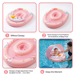 Bouée de piscine pour bébé licorne rose avec protection solaire UPF 50, anneau de natation pour nourrisson, double chambre à air, siège de sécurité pour tout-petit, jouet aquatique d'été - Product Image 4