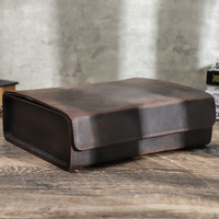 Eonluxe – Nouvelle boîte de rangement rectangulaire rétro en cuir pour lunettes de soleil, ensemble de quatre pièces, étui à lunettes portable fait main en cuir véritable pour voyage