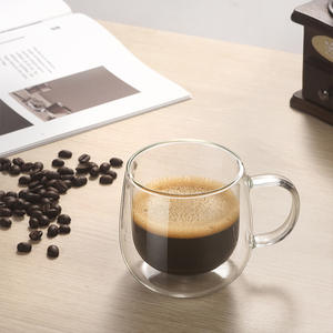 Mug dinding ganda Cappuccino 10oz, Mug kopi Espresso bening kaca terisolasi dengan pegangan - Product Image 6