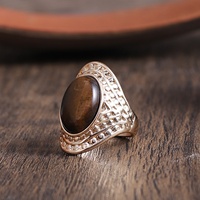 Bague en pierre naturelle de style palais vintage pour femme, bagues statement ovales exagérées en améthyste et agate, bijoux de mode bohème de luxe