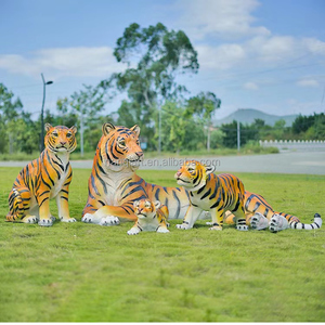 Decorazione esterna moderna grande animale giardino statua stampi giungla animale oggetti di scena a grandezza naturale in fibra di vetro realistica scultura <span class=keywords><strong>tigre</strong></span> - Product Image 5