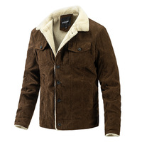 Veste en Polaire Rétro en Velours Côtelé pour Homme, Trench-Coat d'Hiver Chaud, avec Bouton, Style Bomber, Tissu en Toile, Motif de Lettres, Logo à l'Avant