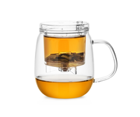 Tasse à thé portable en verre résistant à la chaleur 600 ml, écologique, minimaliste, avec infuseur et filtre en acier inoxydable, marque privée, vente en gros 2023