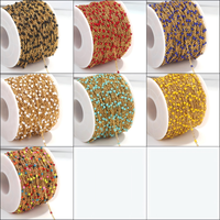 Chaînes de perles en émail en acier inoxydable de 2 mm, plaquées or, type câble satellite, en rouleau, pour la fabrication de colliers, bracelets et composants de bijoux DIY