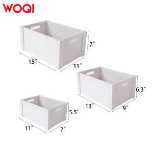 WOQI Set 3 Extra Large Rustic Decorative Boxes Modern <strong>White</strong> <strong>Wooden</strong> Storage <strong>Crates</strong> Handmade Natural Solid Wood Nesting Organizers - Product Image 2