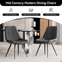 Chaises de salle à manger modernes, légères et imperméables, avec dossier inclinable rembourré en cuir PU capitonné, pieds en métal, ergonomiques et écologiques