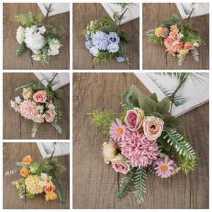 Bouquet de fleurs artificielles CallaFloral en polyester blanc, rose, jaune, bleu, décoration intérieure, arrangement de mariage - Product Image 3