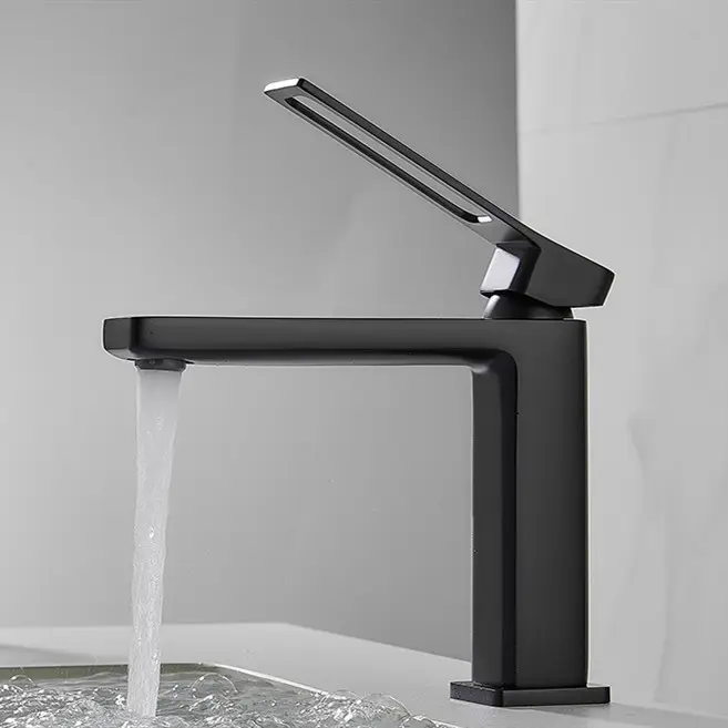 Modern single hole cold and hot brass bathroom faucets black mixed taps bathroom sink faucet