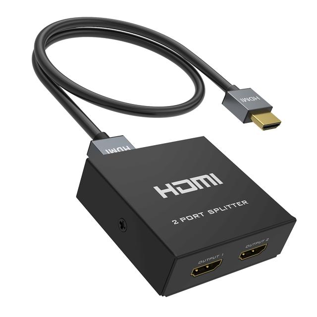 4K HDMI Splitter 1 in 2 Out + Cable, Yinker 2 Way HDMI Splitter for Dual Monitors 1x2 4Kx2K@30Hz w/AC Adapter
