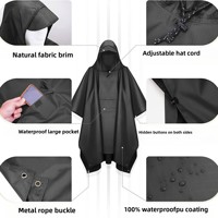 Poncho de pluie réutilisable carré simple imperméable bleu marine en plastique épais personnalisé avec logo de marque D5793 et sac de rangement
