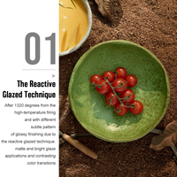 Hochwertige Unregelmäßig Geformte Reaktiv-Glasierte Keramik-Porzellan-Schüssel für Obst, Salat, Pasta und Suppe im Catering-Bereich