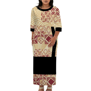 Abito estivo da donna personalizzato, set gonna due pezzi taglie forti con scollo a O, stile tribale polinesiano samoano, Puletasi - Product Image 6