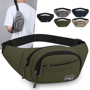 Men's Fanny Pack Large Capacity Canvas Waist Bag Multi Layer Outdoor Sports Chest Bag Black Gray Military Green Dark Blue - Product Image 4