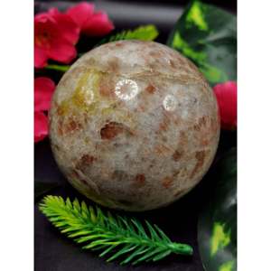 Sphère de pierre de soleil naturelle - Énergie/Reiki/Cristal thérapeutique - 3 pouces (7,5 cm) de diamètre et 470 g - UNIQUEMENT UN SEUL EXEMPLAIRE - Product Image 1