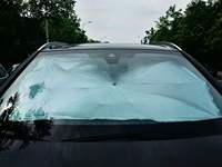 Titane Argent Revêtement Anti-Ultraviolet 3 Plis Noir Acier Voiture Avant Pare-Brise Protecteur Parapluie Contrôle Manuel