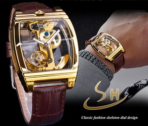 Reloj Mecánico Automático de <span class=keywords><strong>Esqueleto</strong></span> para Hombre, Modelo 9870 de SHENHUA, Nuevo Producto, Relojes Cuadrados para Hombre - Product Image 5