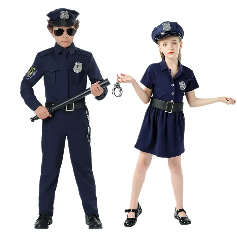 Лидер продаж, профессиональный костюм для девочек и мальчиков на Хэллоуин, нарядный костюм для полицейских, карьерный костюм